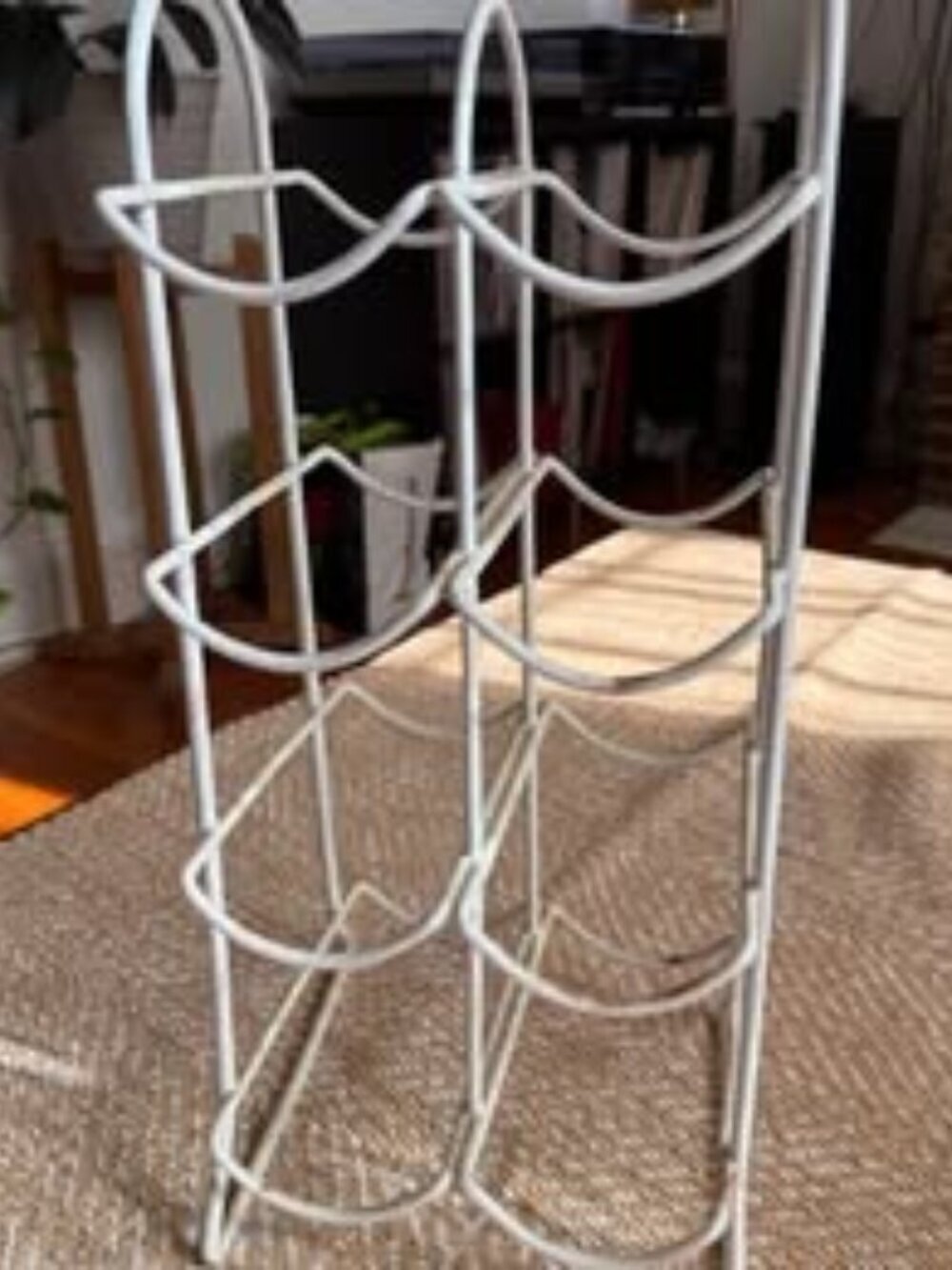 White metal wine rack